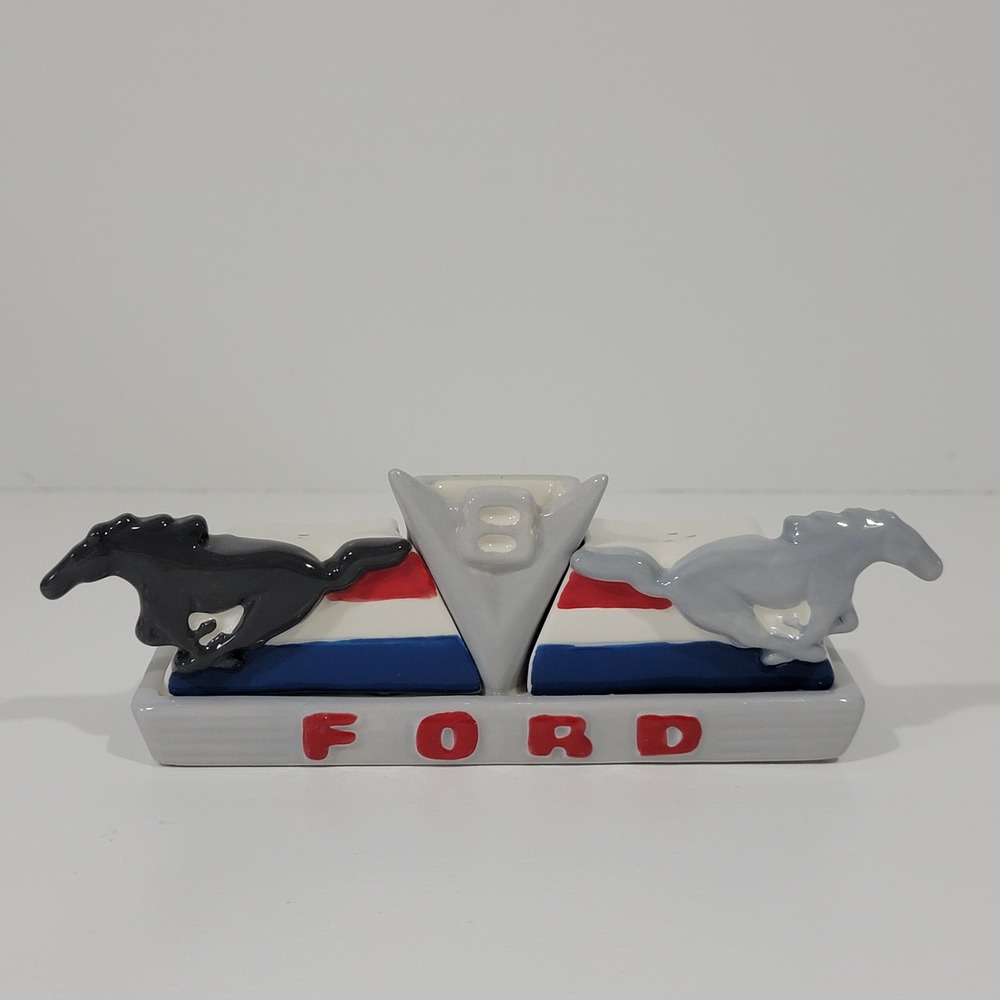Westland Giftware Ford V8 Ponies Salt and Pepper Shaker Set Mustang Ceramic
